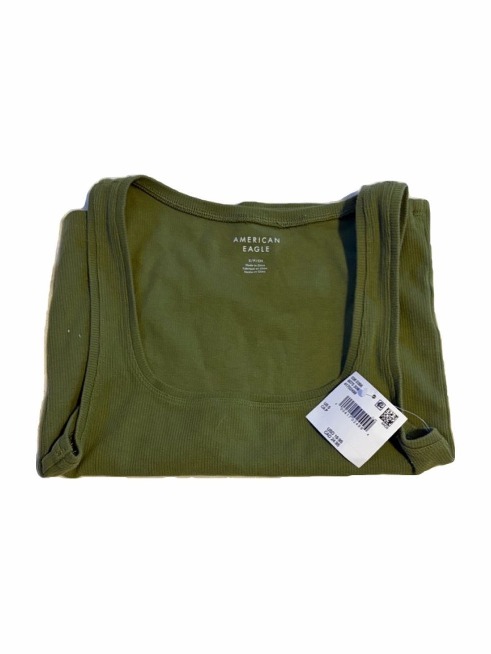 American Eagle Outfitters Olive Ribbed Scoop Tank
